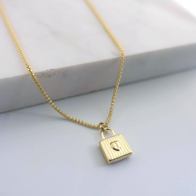 14k Gold Padlock Pendant Necklace YL Lock Padlock Charm Etsy