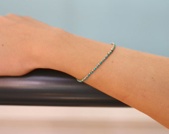 CANADA Green JADE 14k Gold Beaded Bracelet | Genuine Natural Canada Nephrite Jade Natural Stone | Collar or Loos | Valentine's Day Gift