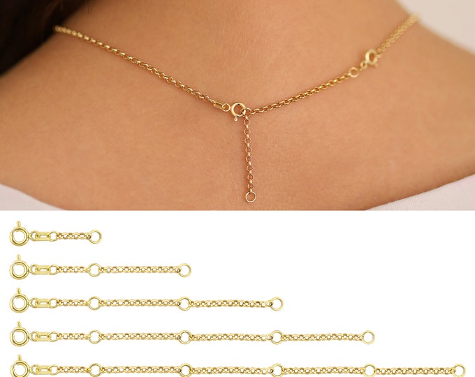 14K Gold Rolo Extender | Rolo Chain Extender, 1" Extension for Necklaces & Bracelets, 1", 2", 3", 4", 5" Extender with Custom Ring Options