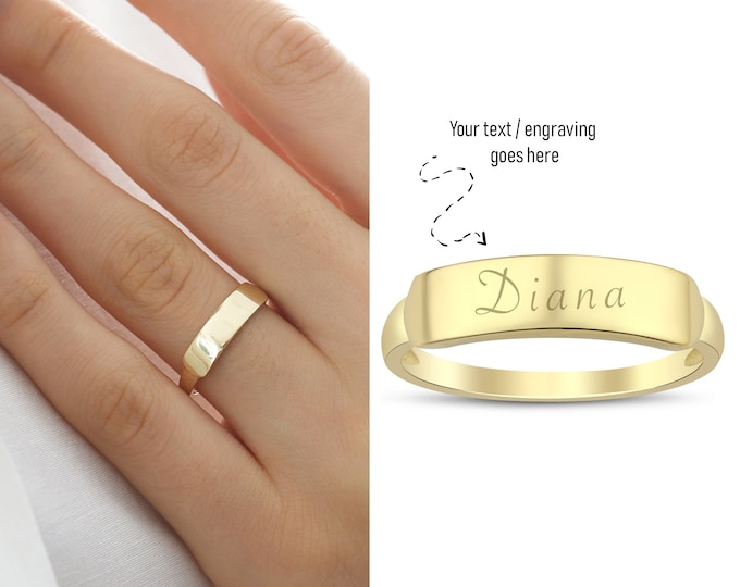 Engravable Band Ring 14k Gold | Minimalist Elegant Rings, Custom Personalized Jewelry, Christmas Gift, Valentines Day Gift, Gift for Her