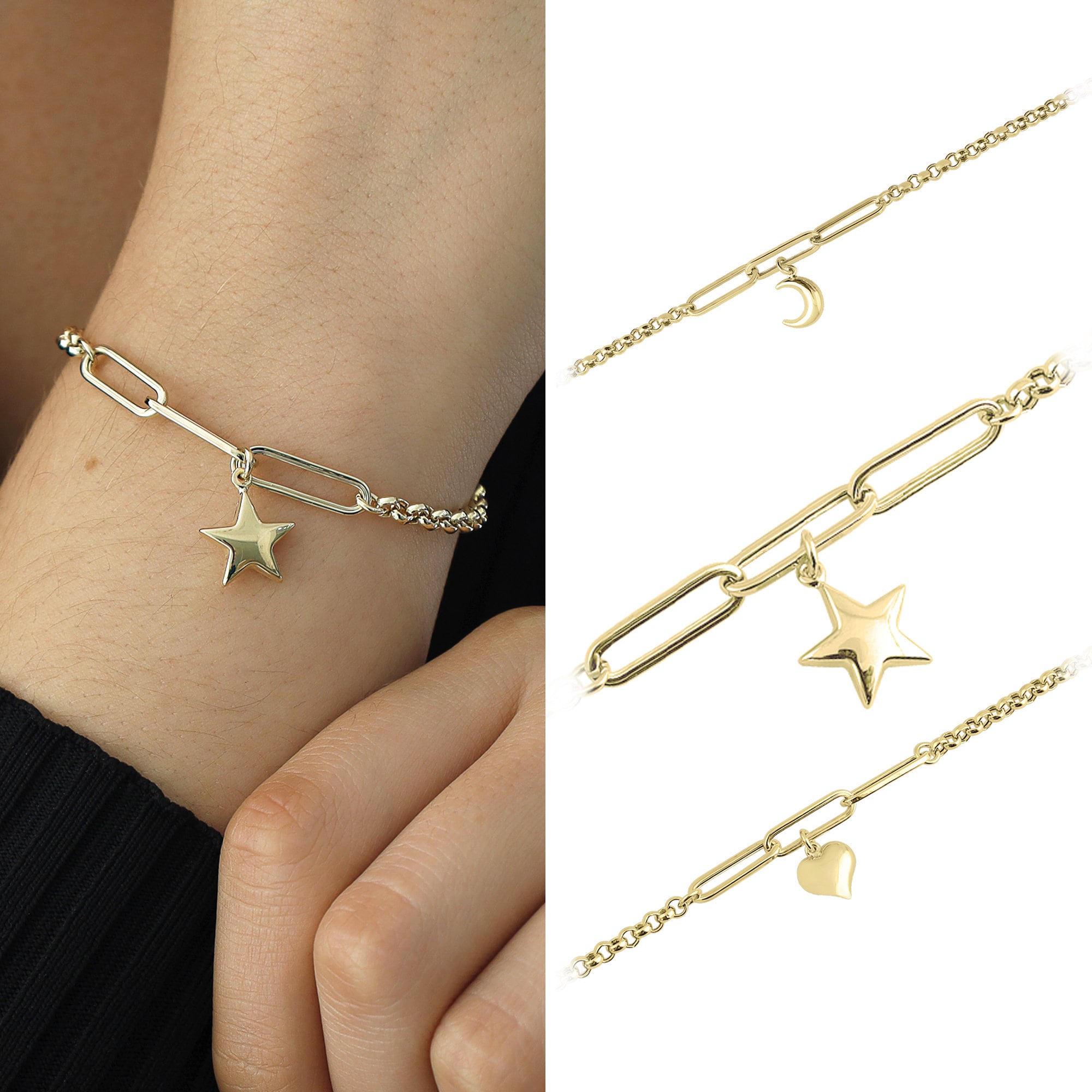 14kt Gold Vermeil Link Charm Bracelet