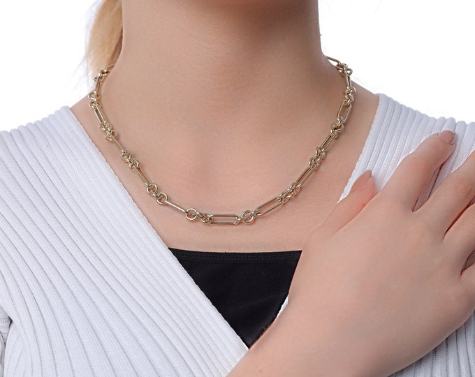 14k Gold Round Paperclip Oval Link Chain | Extra Long Stacking Chain, Layering Necklace, Rounded Links, Mother's Day Gift | Gift for Her