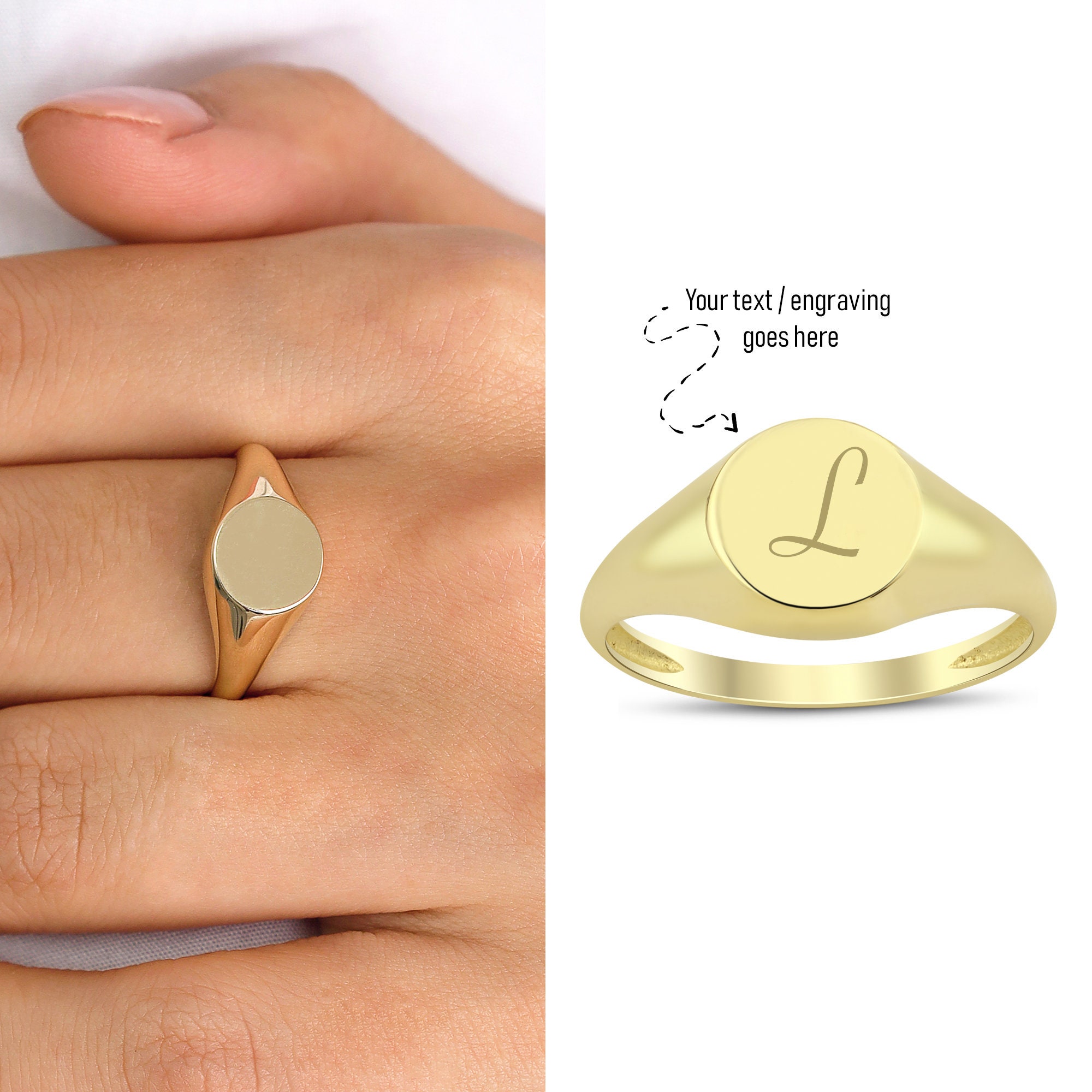  Monogram Signet Ring, Bold Chunky Personalized Letter