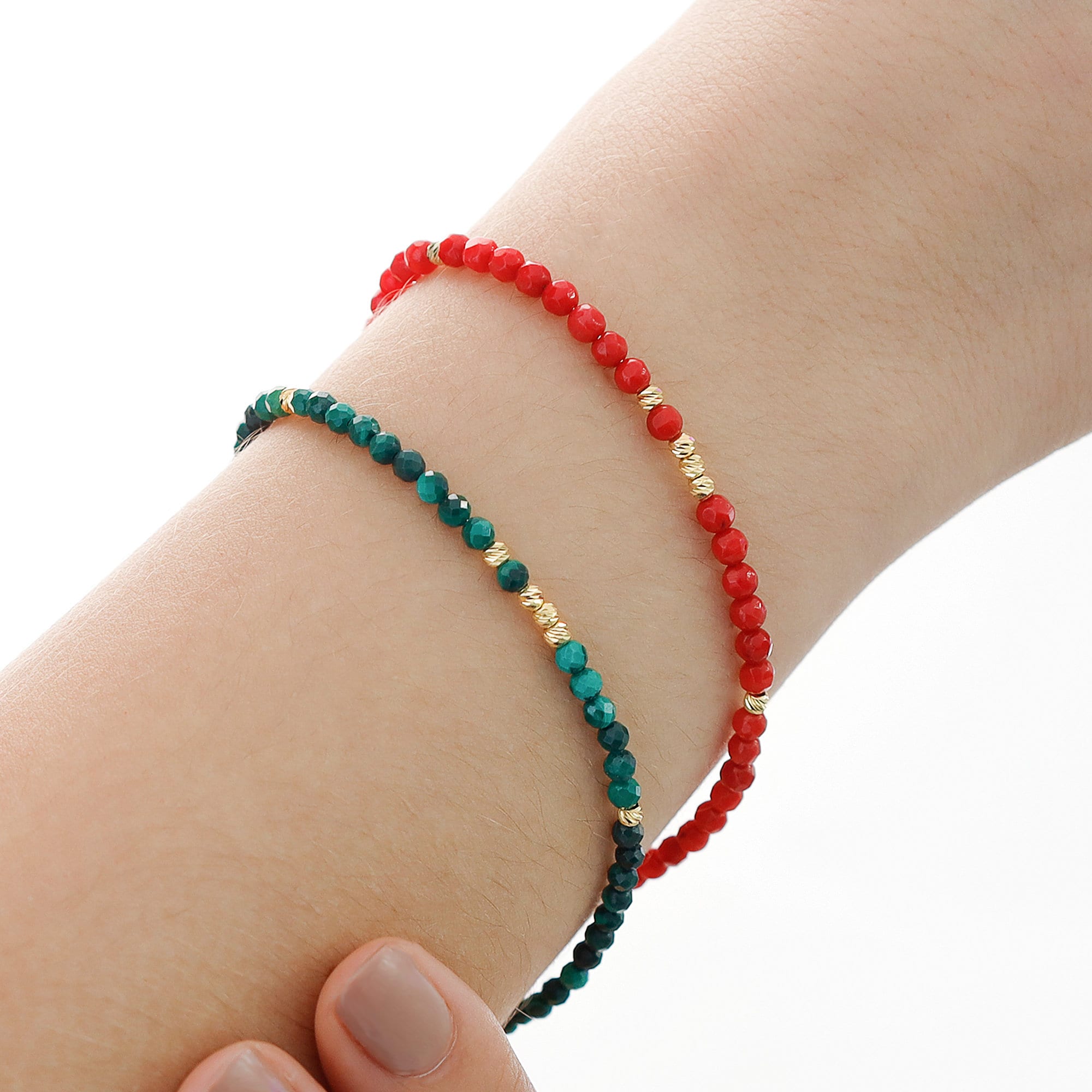 14k Gold Red Coral Bracelet | Coral Stone Bracelet, Red