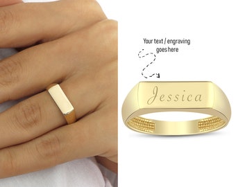 Wide Band Engravable Ring 14k Gold | Personalized Statement Ring, Initial Stackable Jewelry, Christmas Gift, Special Day Gift, Gift for Her