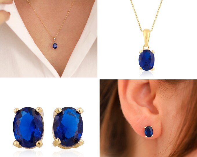 14K Gold Sapphire Necklace | Brilliant Blue Gemstone, The Perfect Blend Of Luxury And Healing, Mental Clarity, Minimal Necklace, Prom Gift