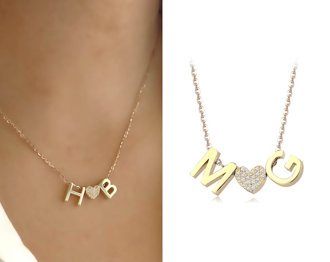 Thick Letter Charm, Custom Name Jewelry | 14k Solid Gold Personalized Capitals 3D Letter Necklace & Heavy Name Necklace, Gift for Her