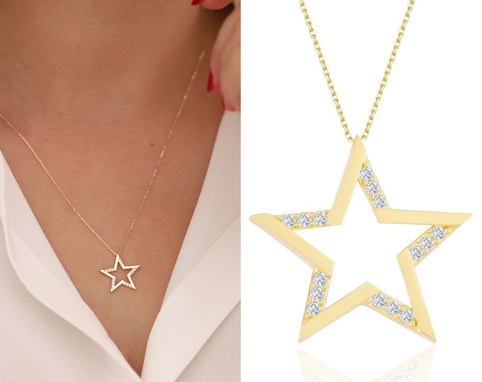 Star Pendant Necklace | 14K Gold, Polaris Jewelry, Celestial Necklace, Starburst Jewelry, Dainty Necklace, Fine Jewelry, Graduation Gift