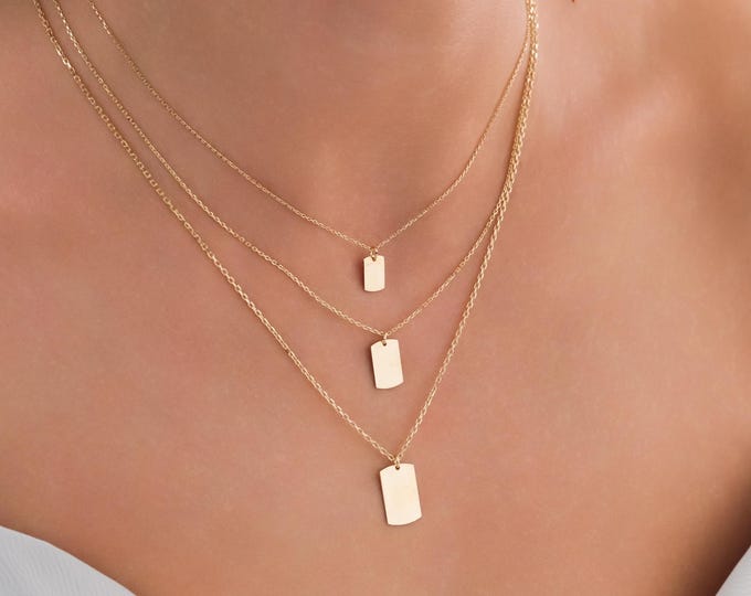 14k Gold Nameplate Necklace | Friendship Minimalist Engraving Necklace | Initial Name Gold Necklace | Gift for Girlfriend, Mother's Day Gift