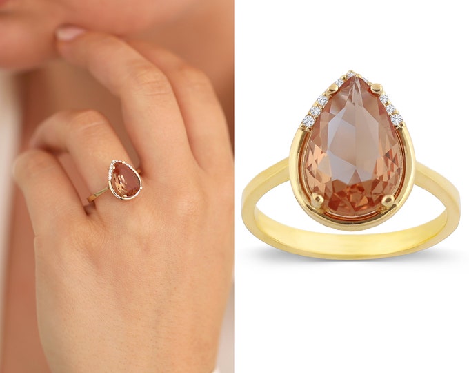 14K Gold Diaspore Gemstone Ring | Turkish Jewelry, Diaspore Ring, Color-Shifting Jewelry, Scintillation Ring, Minimal Jewelry, Gift For Her