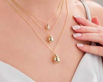 14k Gold Teardrop Cremation Urn Necklace | Custom Ash Holder Keepsake Pendant