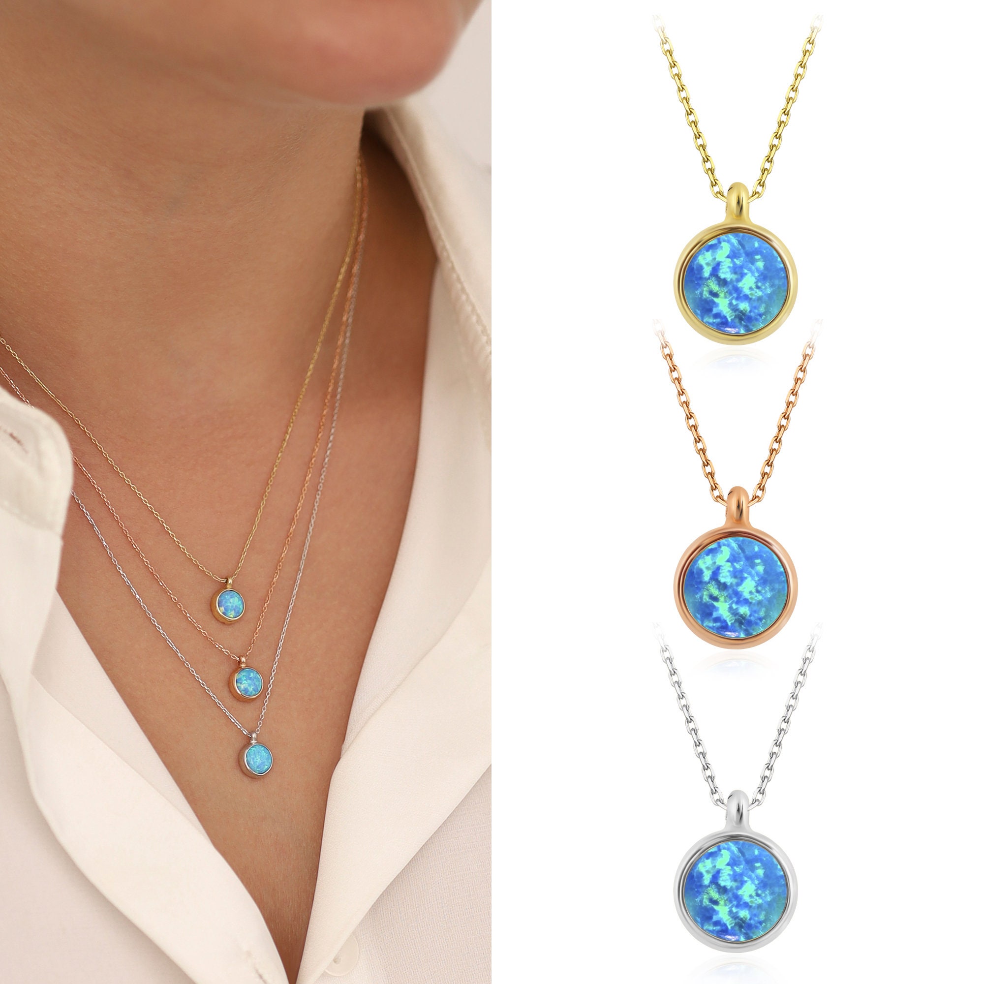 Blue opal deals gold necklace