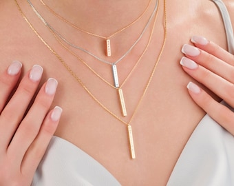 14k Gold Bar Urn Necklace | Cremation Ash Holder Personalized Memorial Pendant