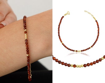 Brown Topaz Bracelet with 14k Gold Dorica Bead | Brown Natural Stone Bracelet, Topaz Gemstone Bracelet, Calming Crystal, Stacking Jewelry
