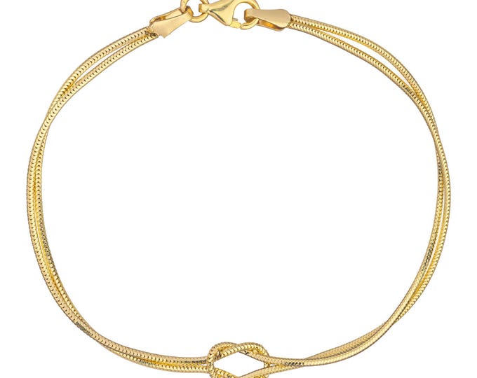 14k Gold Knot Couple Bracelet | White and Yellow Gold, Matching Love Bracelet, Flexible Knot Rope Chain for Daily Wear | Valentine Gift