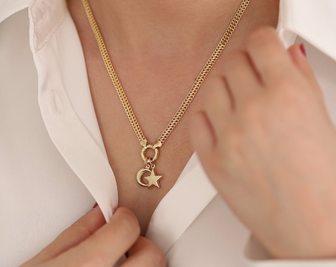 14k Gold Vienna Chain Necklace | 5mm Armoured Layering Chain, Bold Necklace, Gift for Family, Graduation Gift, Anniversary Gift