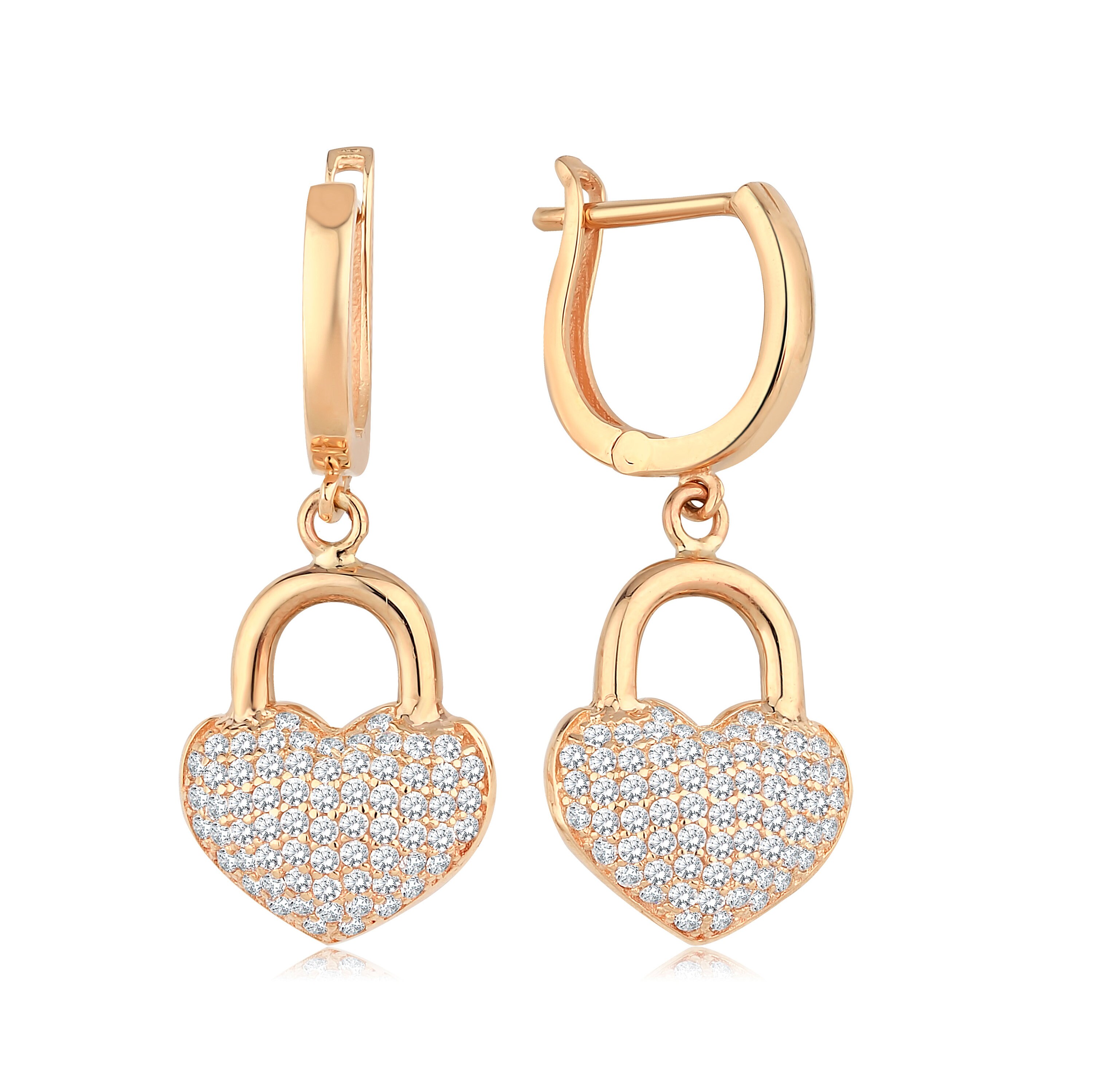 Yours Truly Pave Heart Drop Earrings