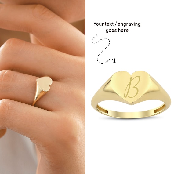 Heart Sweet 16 Birthday Ring Solid 14k Yellow Gold Band Stackable Look CZ  Curve Polished Fancy, Size 5.5 - Walmart.com