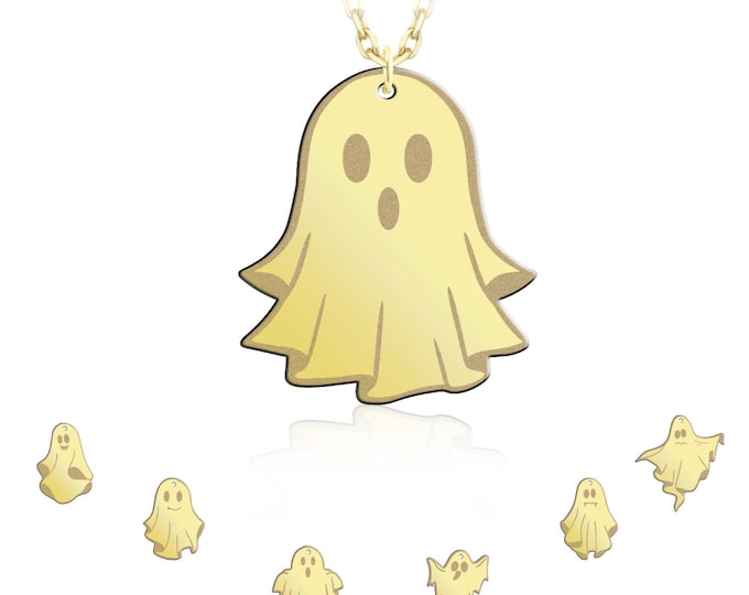 10k & 14k gold minimalist ghost necklace | halloween symbol necklace, magic necklace, spooky face, halloween gift for her, gift for kids