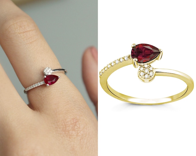 0,58ct Vintage Ruby Ring | Handmade Jewelry, Engagement Ring, July Birthstone, 18k /18k /14k Gold Fine Jewelry, Ruby Gemstone, Gift for Her