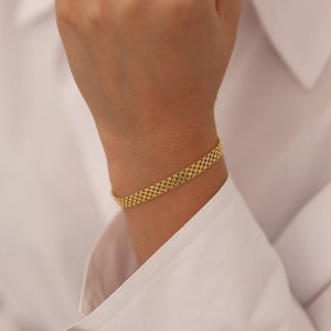 14k Gold Bismarck Mesh Bracelet | 5mm Italian Vintage Retro Chain Jewelry