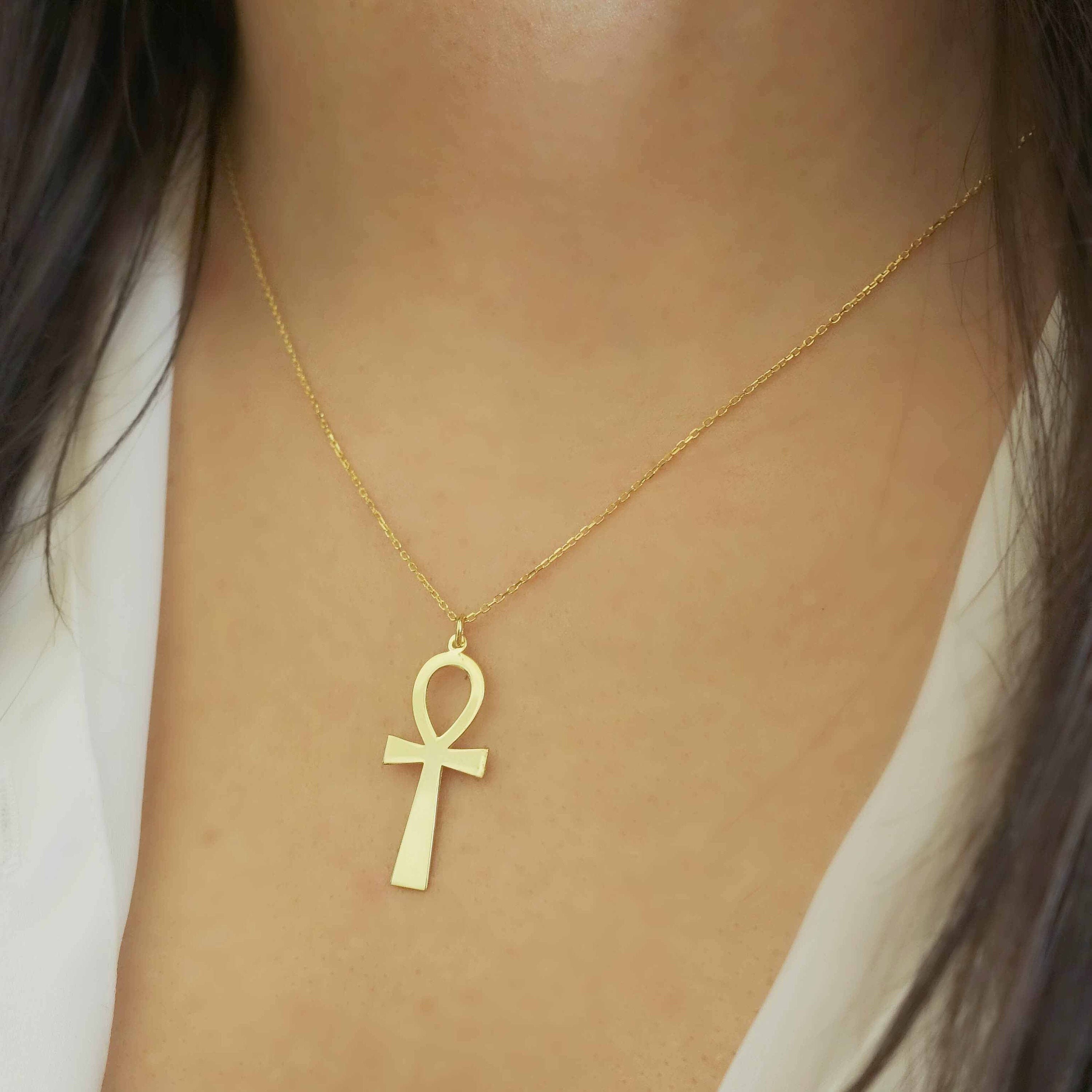 14k Gold Large Ankh Symbol Pendant Ankh 