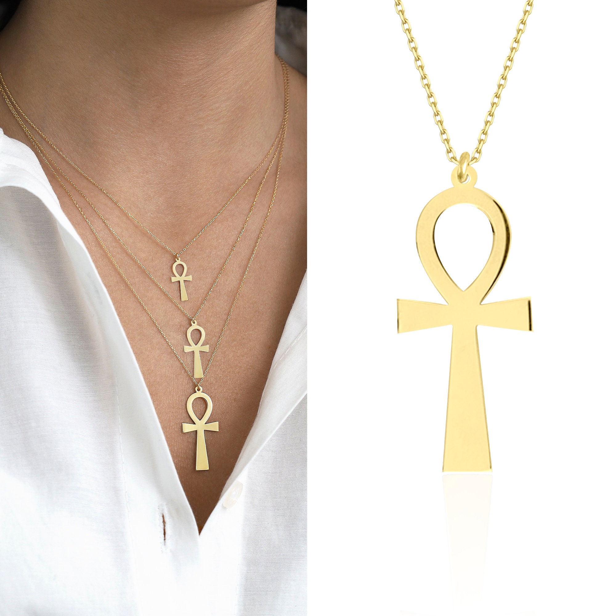 blusa Roble Disciplinario 14k Gold MEDIUM Ankh Necklace | Ancient Ankh Charm Pendant, Life & Soul  Symbol Pharaoh Necklace, Minimalist Cross Necklace | Gift for Her