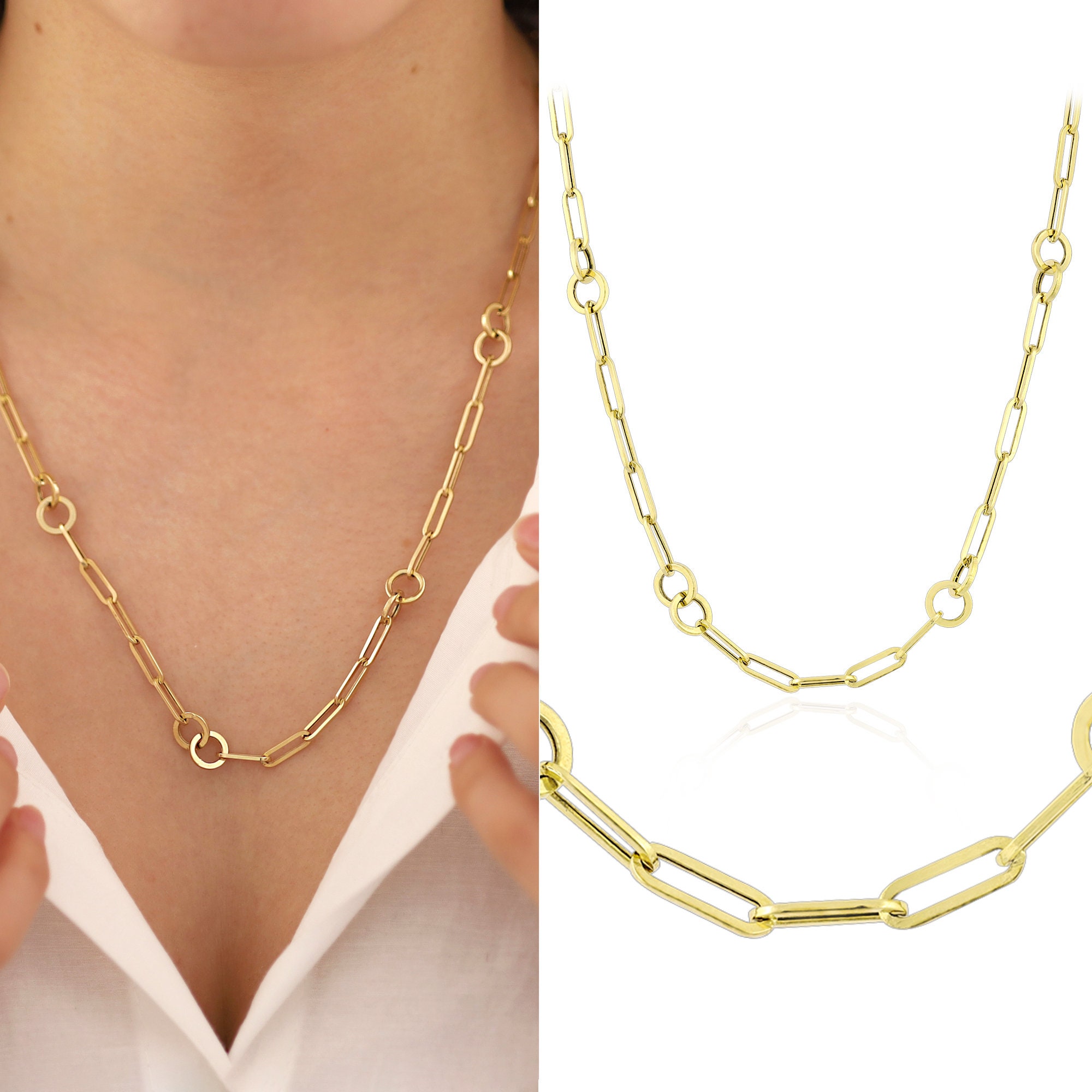 22 Inch Large Paperclip Chain Necklace in 18k Gold Vermeil