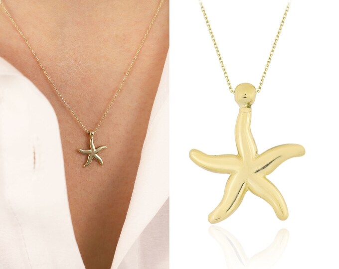 Starfish Shaped Necklace, Sea Star Necklace, Minimal and Elegant Design, Minimalist & Elegant Dainty Pendant | Valentine's Day Gift