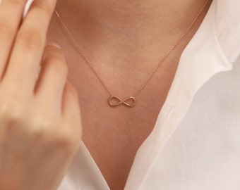 14k Gold Infinity Necklace | Minimalist Eternity Symbol Pendant Jewelry