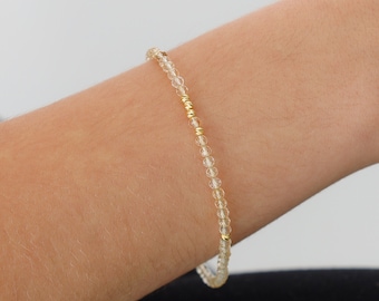 14k Gold Citrine Beaded Bracelet | November Birthstone Healing Gemstone