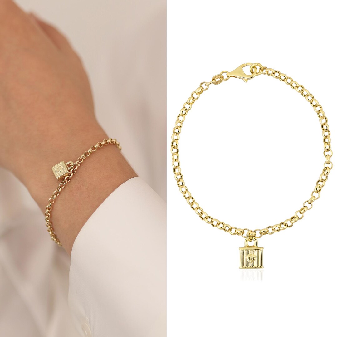 Rolo Chain Locket Charm Bracelet | 14k Gold Rolo Bracelet