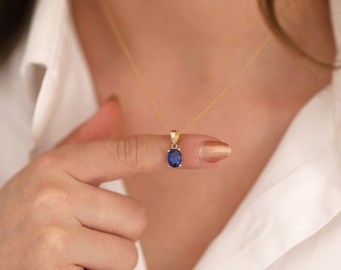 14K Gold Sapphire Necklace | Brilliant Blue Gemstone, The Perfect Blend Of Luxury And Healing, Mental Clarity, Minimal Necklace, Prom Gift