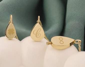 14k Gold Teardrop Urn Necklace | Ash Holder Memorial Pendant for Pet or Loved One