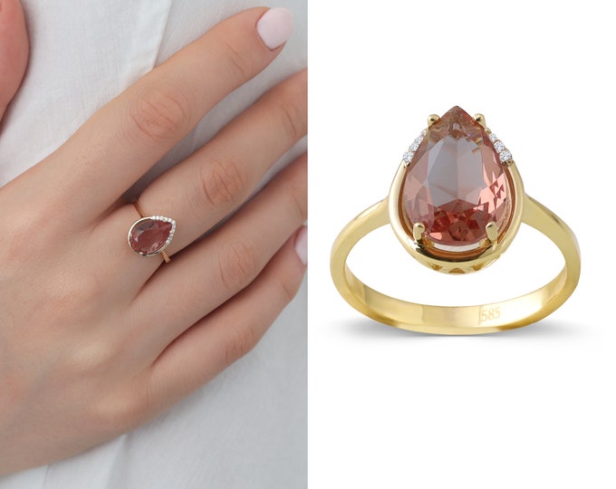 14K Gold Zultanite Gemstone Ring | Turkish Jewelry, Diaspore Ring, Color-Shifting Jewelry, Scintillation Ring, Minimal Jewelry, Gift For Her