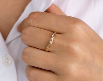 14k Gold Double Twisted Rope Ring | Vintage Stackable Minimalist Band