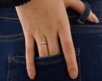 Diamond Infinity Ring | Diamond Paved Band with Infinity Symbol | Proposal Ring, Engagement Ring & Bridesmaid Gift | Valentine's Day Gift