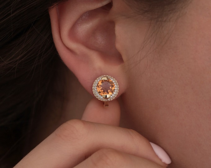 14K Gold Diaspore Gemstone Earrings | Color-Shifting Turkish Diaspore Stone Earrings, Pisces Birthstone, Zodiac Jewelry, Anniversary Gift