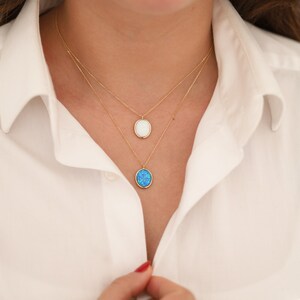 14k Gold White Opal Necklace Handmade Jewelry, October Birthstone ...