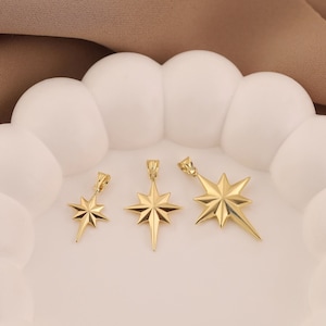 Nordstern Anhänger | 14k Gold Ladestern-Halskette, glänzender Polarstern-Anhänger, Polarstern & himmlischer Schmuck, Geburtstagsgeschenk für Sie