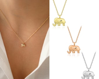 14K Gold Elephant Necklace For Good Luck | Minimalist Gift For Friends, Everyday Jewelry, Layering Necklace, Birthday Gift, Gift For Her