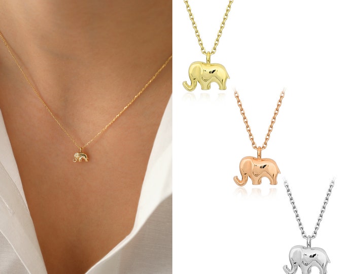 14K Gold Elephant Necklace For Good Luck | Minimalist Gift For Friends, Everyday Jewelry, Layering Necklace, Birthday Gift, Gift For Her