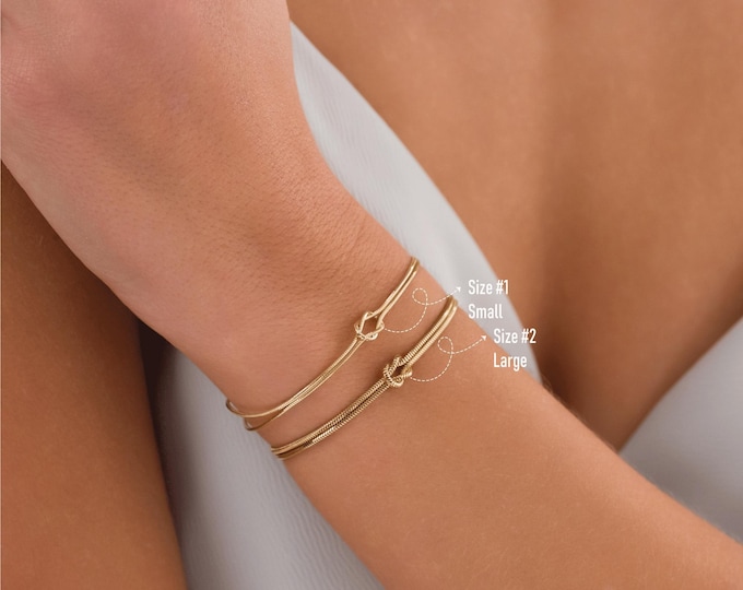 14k Gold Knot Couple Bracelet | White and Yellow Gold, Matching Love Bracelet, Flexible Knot Rope Chain for Daily Wear | Valentine Gift