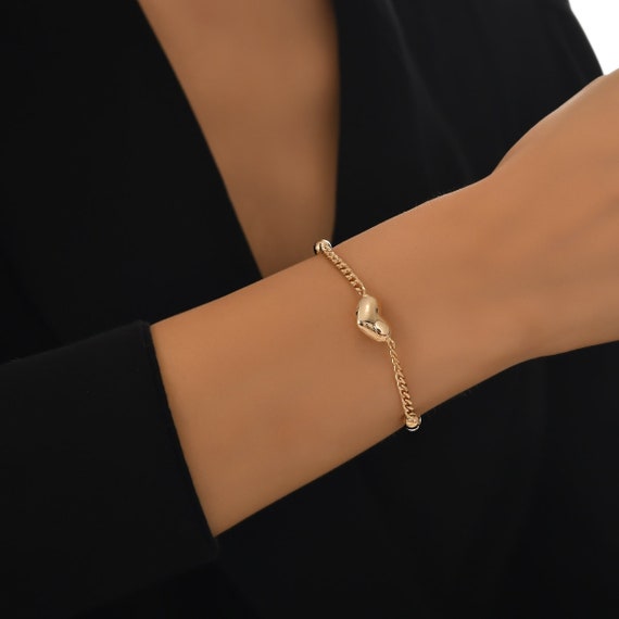 Bracciale con ciondolo a forma di cuore in oro 14k / Gioiello