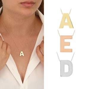 Colar com Letras 3D | Colar com Letras de Ouro 14k / Ouro 8k, Colar com Letras de Ouro, Joia com Letras Iniciais, Presente Personalizado, Presente de Formatura
