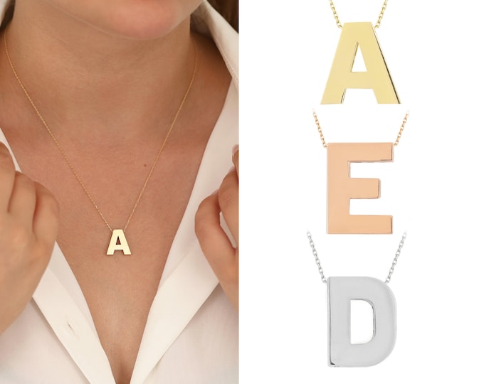 3D Letter Necklace | 14k Gold / 8k Gold Alphabet Necklace, Gold Letter Necklace, Initial Letter Jewelry, Personalized Gift, Graduation Gift