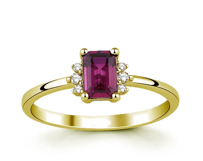 14k Gold Ruby Ring | Vintage Red Gemstone Band, Engagement Proposal Wedding Ring