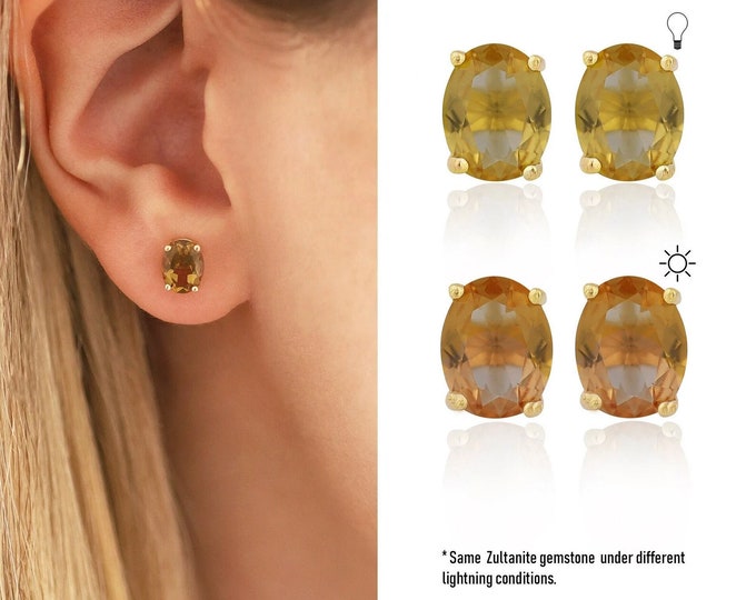 14K Gold Diaspore Earrings | Elegant Design, Dainty Jewelry, Minimalist Earrings, Changing Color Jewelry, Birthday Gift, Gift For Her