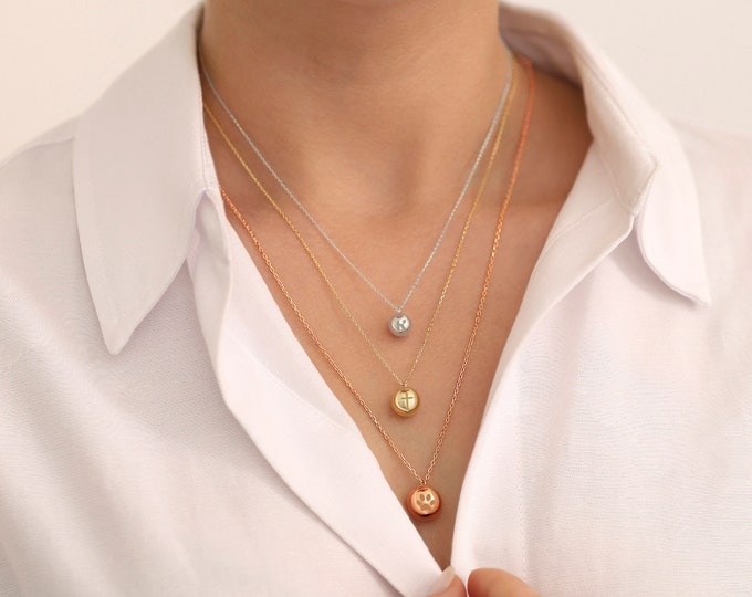 14k Gold Ball Urn Necklace | Custom Ball Urn Charm Necklace, Cremation Ash Holder Pendant, Engraved Round Urn Necklace, Ash Keepsake Jewelry