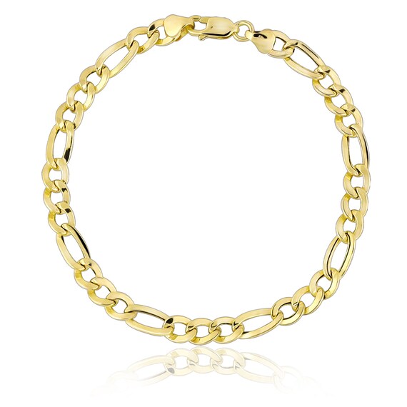 14k Gold 6mm Figaro Chain Bracelet | Thick Figaro Chain Link